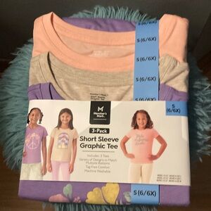 BRAND NEW GIRLS 3 PACK SHORT SLEEVE GRAPHIC TEES SIZE SMALL 6X! NWT!